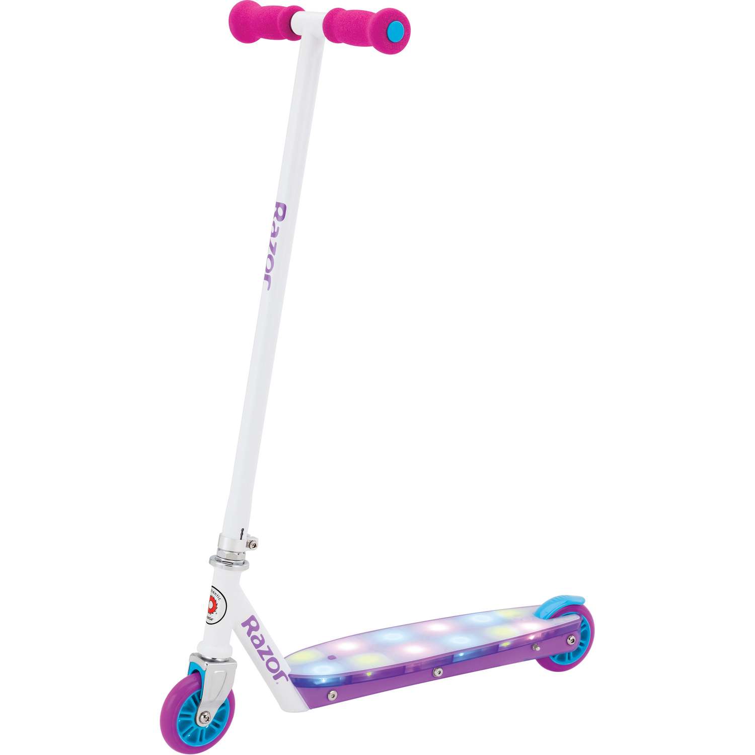Самокат двухколёсный детский RAZOR Party Pop фиолетовый для девочек - светящаяся платформа и фиксированный руль - фото 1
