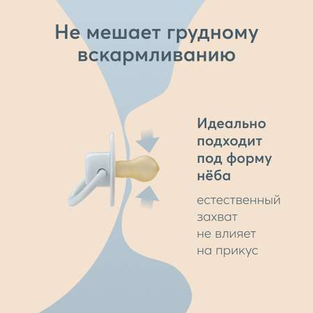 Пустышка латексная Happy Baby 0-6 мес форма вишня светло-серая