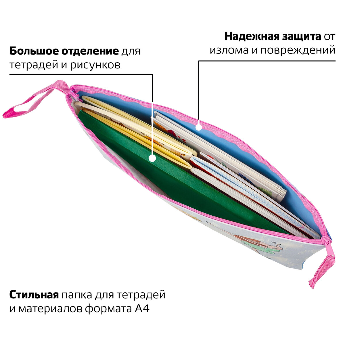 Папка для тетрадей Brauberg А4 1 отделение ткань молния сверху Girls - фото 2