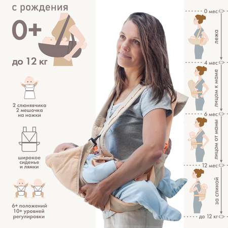 Рюкзак-кенгуру Чудо-чадо «BabyActive Lux» бежевый