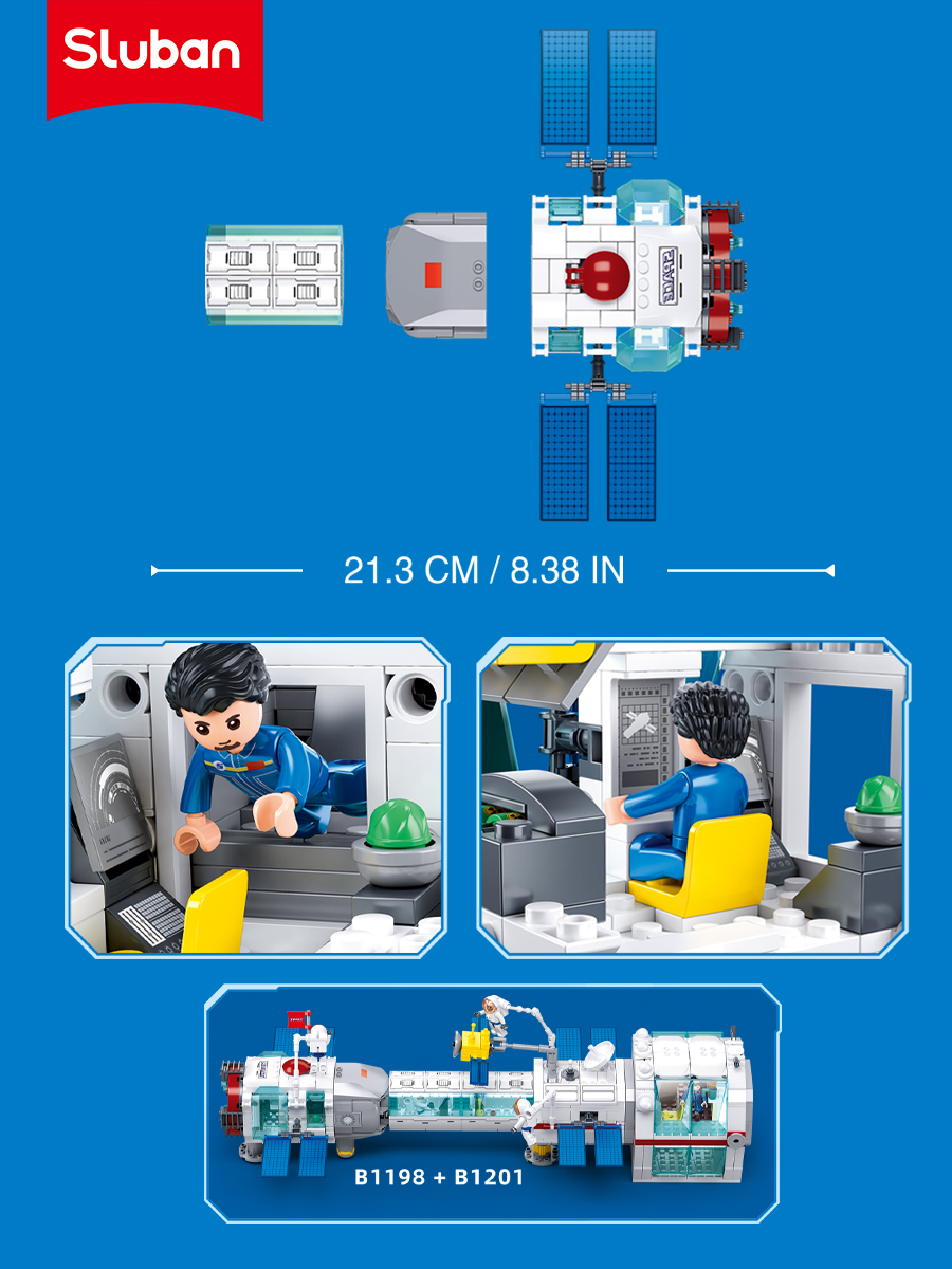 Конструктор развивающий детский SLUBAN Космос: Модуль с космонавтом 292 детали - фото 2