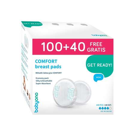 Вкладыши для груди Babyono Comfort 100шт+40шт в подарок