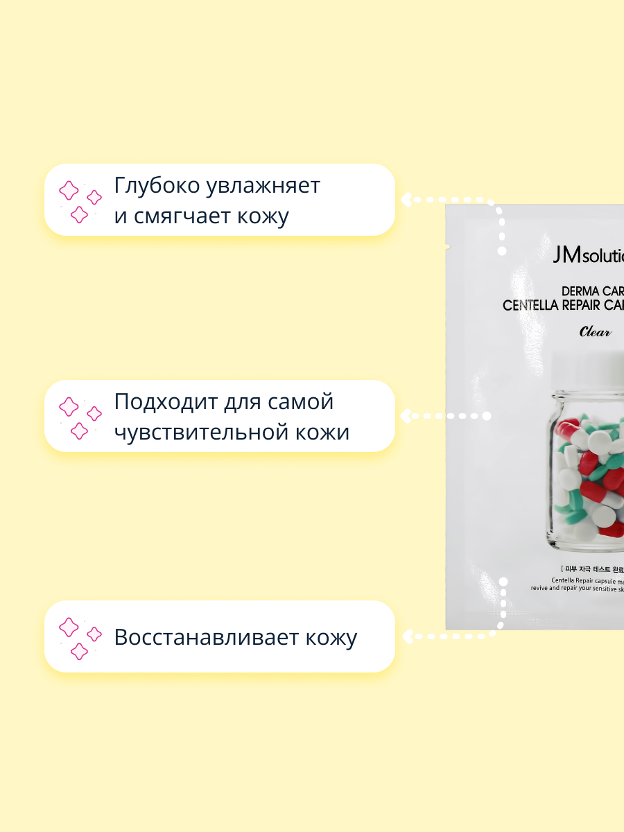 Маска тканевая JMsolution Clear с экстрактом центеллы азиатской восстанавливающая 30 мл - фото 3