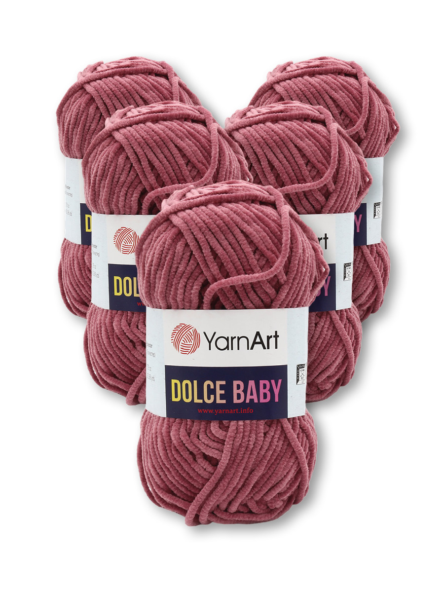 Пряжа для вязания YarnArt Dolce Baby 50 гр 85 м микрополиэстер плюшевая 5 мотков 751 темно-розовый - фото 3