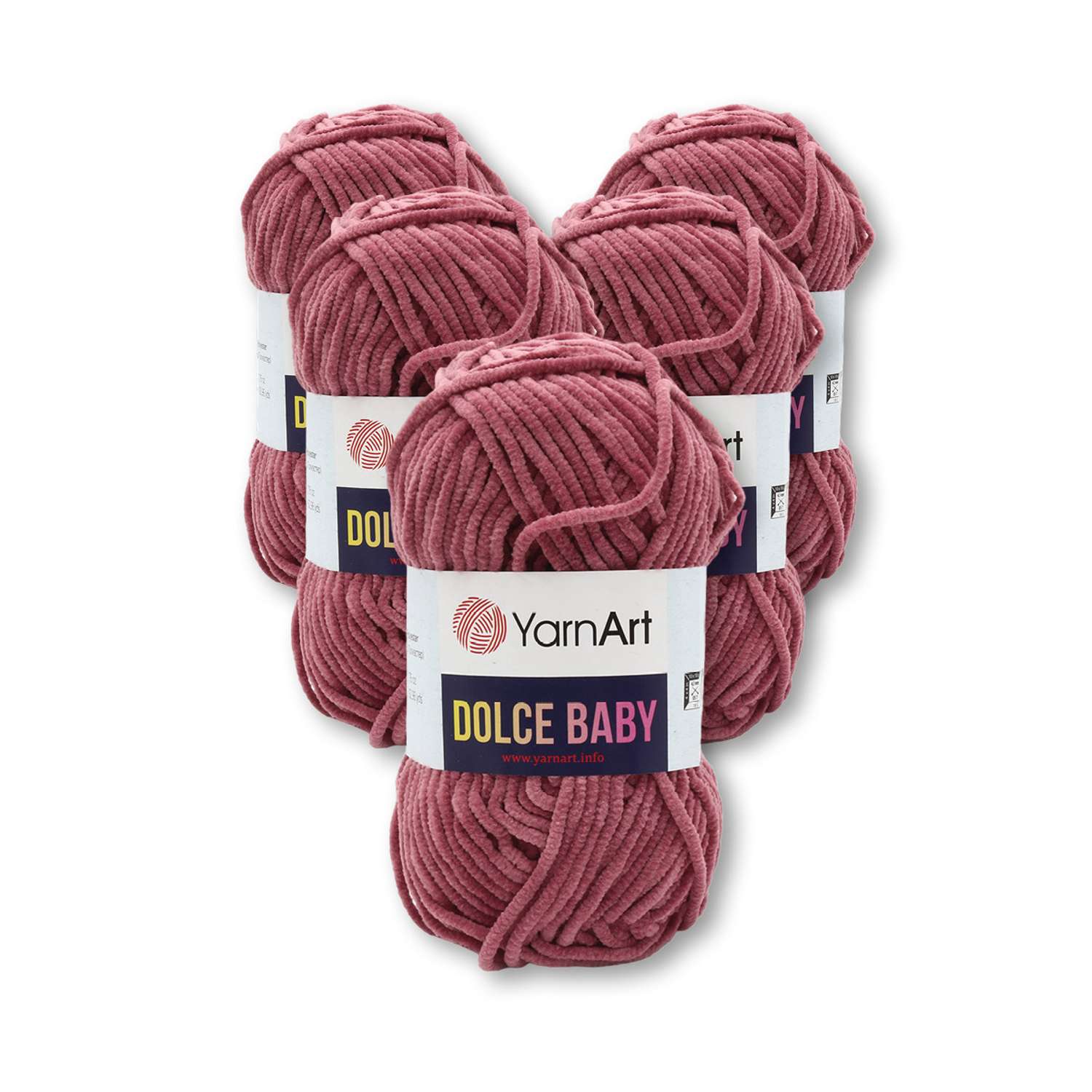 Пряжа для вязания YarnArt Dolce Baby 50 гр 85 м микрополиэстер плюшевая 5 мотков 751 темно-розовый - фото 3