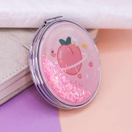 Зеркало карманное iLikeGift Fuit peach pink с увеличением