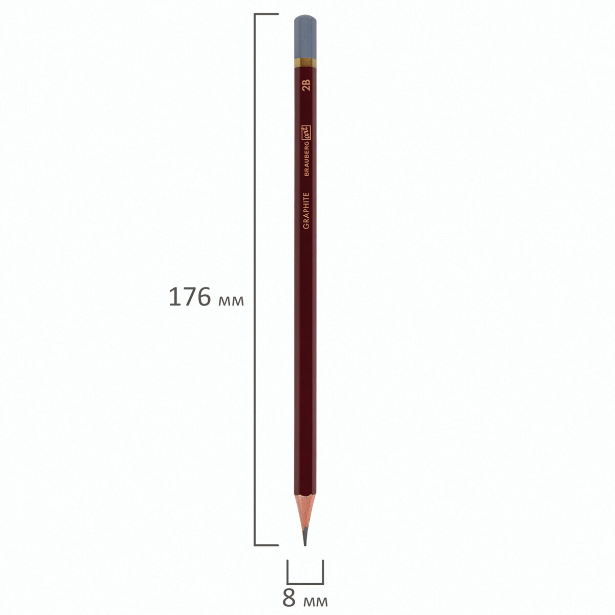 Карандаши простые Brauberg чернографитные профессиональные разной твердости 6H-8B набор 8 штук - фото 9