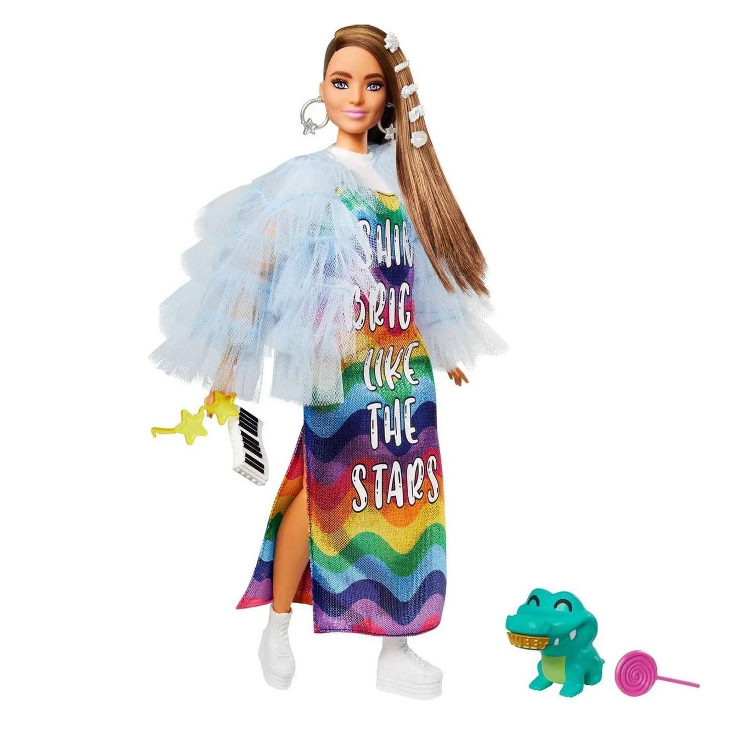 Кукла Barbie Экстра в радужном платье MATTEL GRN27/GYJ78 - фото 2