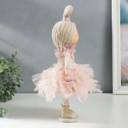 Кукла интерьерная Зимнее волшебство «Малышка-принцесса в розовом платье с медведем» 37 5х15х18 5 см