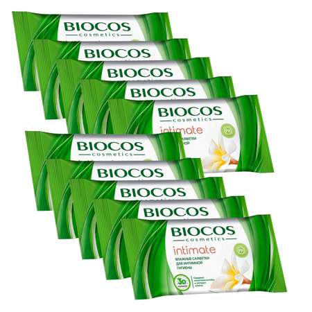 Салфетки влажные Biocos Intimate для интимной гигиены 10*15 шт