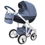 Коляска 3в1 BeBe-mobile Biagio Carbon D22 Синий+Темно-синяя кожа