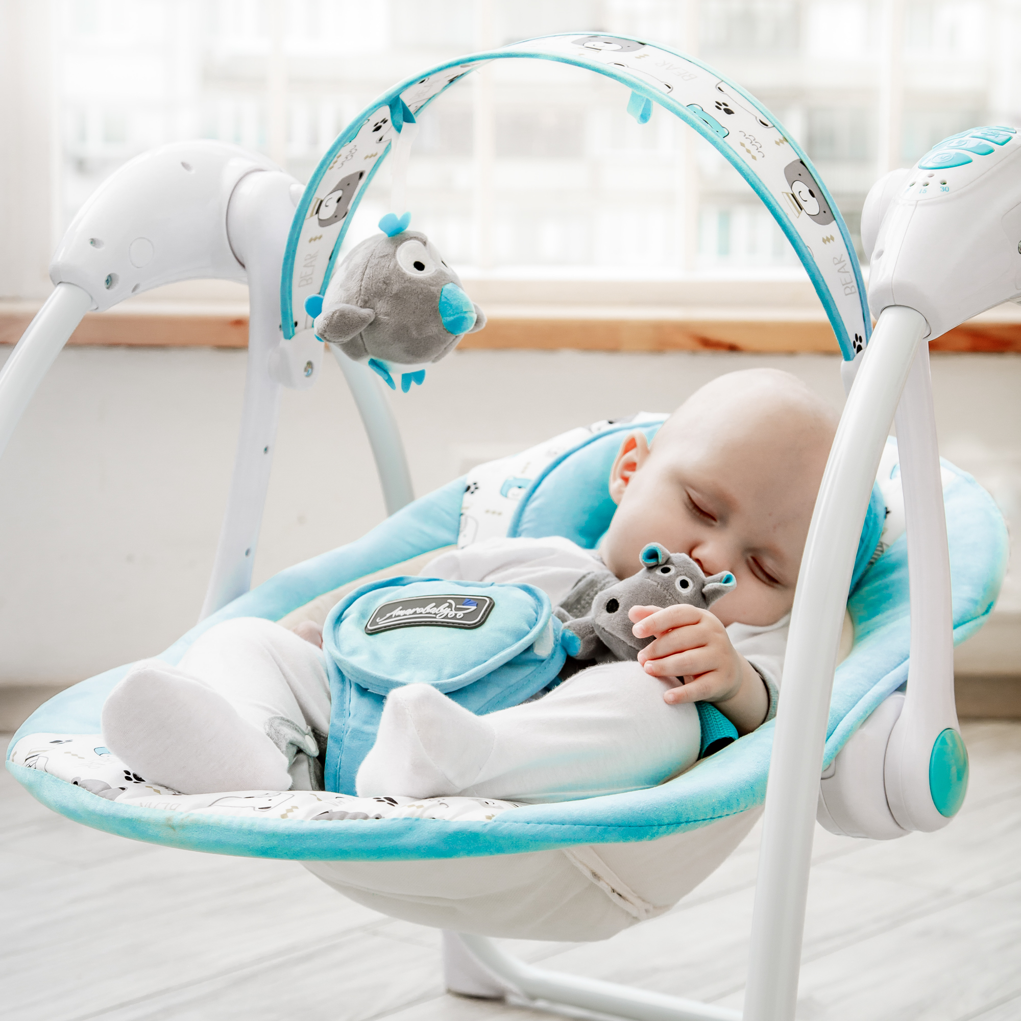 Электрокачели Amarobaby Swinging Baby Бирюзовый - фото 26