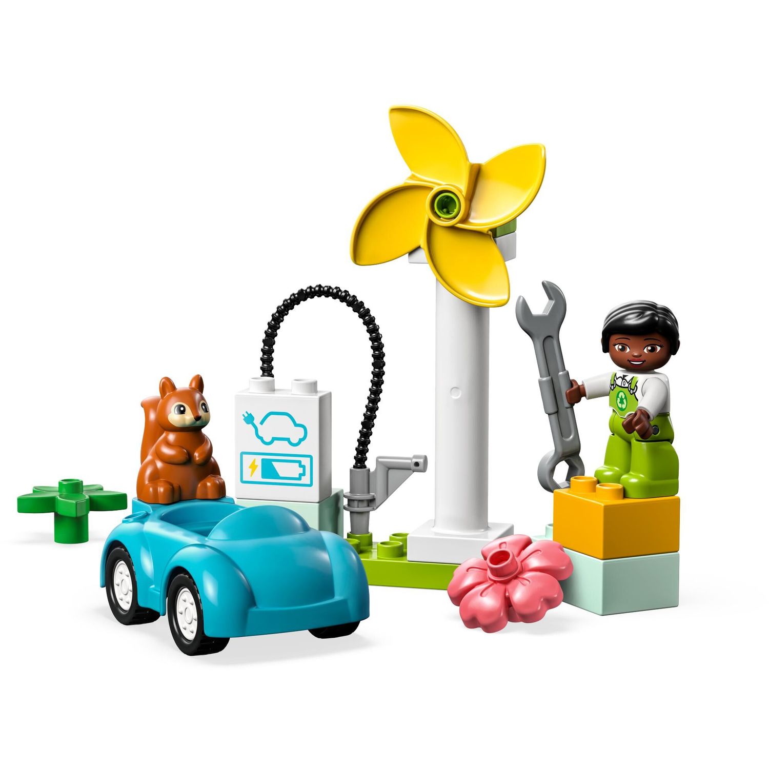 Конструктор LEGO DUPLO Ветряная турбина и электромобиль 10985 купить по  цене 1199 ₽ в интернет-магазине Детский мир