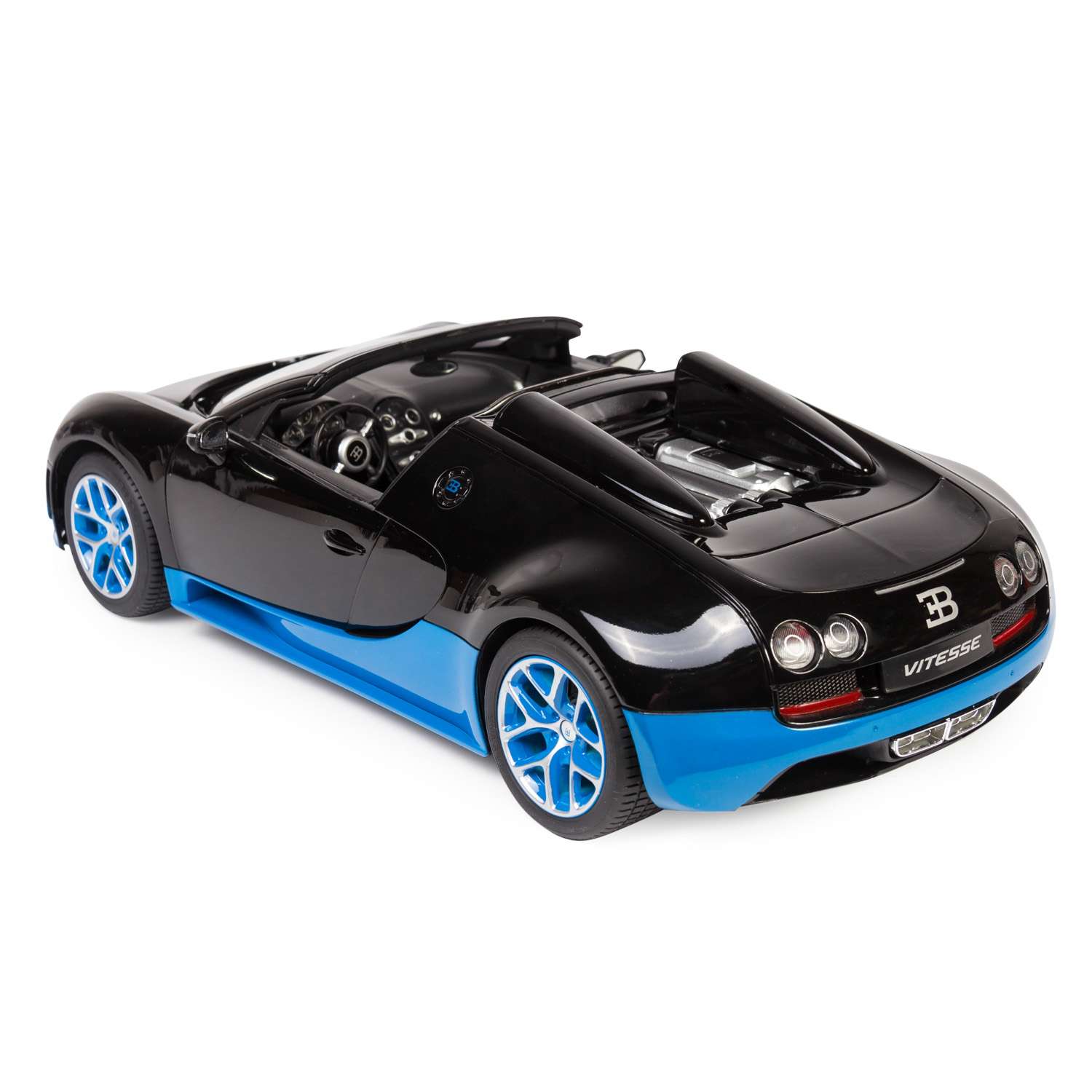Машинка Rastar радиоуправляемая Bugatti Vitesse 1:14 черно-голубая - фото 5