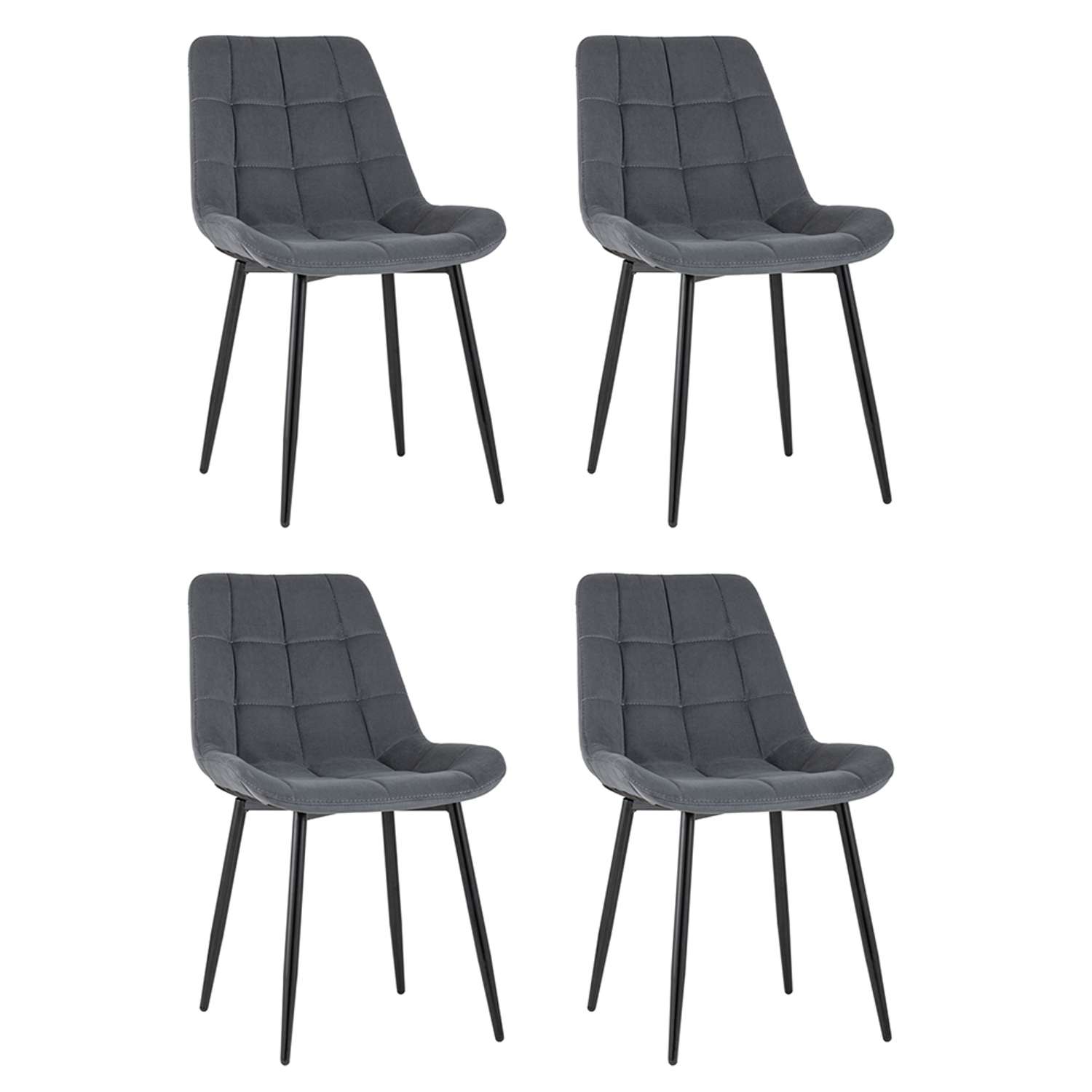 Комплект стульев Stool Group для кухни 4 шт Флекс велюр тёмно-серый - фото 2