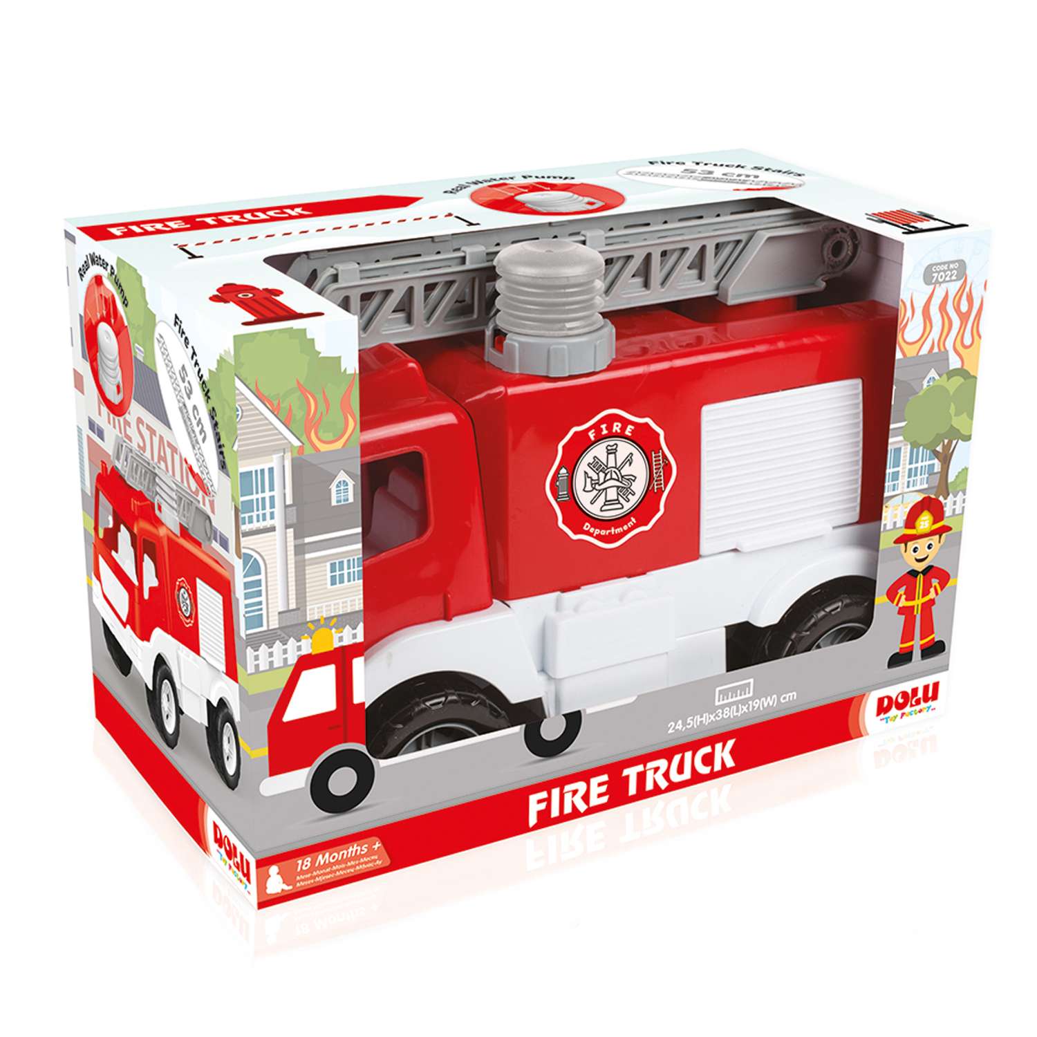 Пожарная машина DOLU с водяной помпой в коробке красно-белая 7022 7022 - фото 1