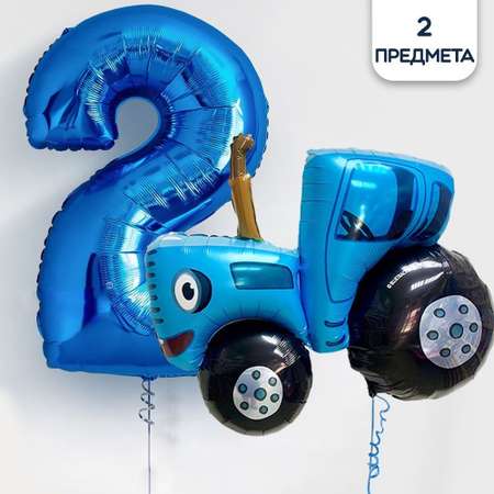 Воздушные шары Riota на 2 года Синий трактор
