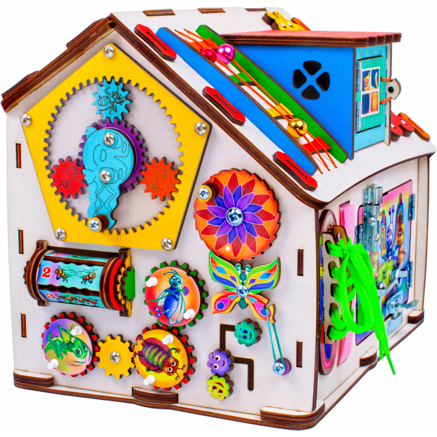 Бизиборд Jolly Kids развивающий домик со светом Букашки - фото 10