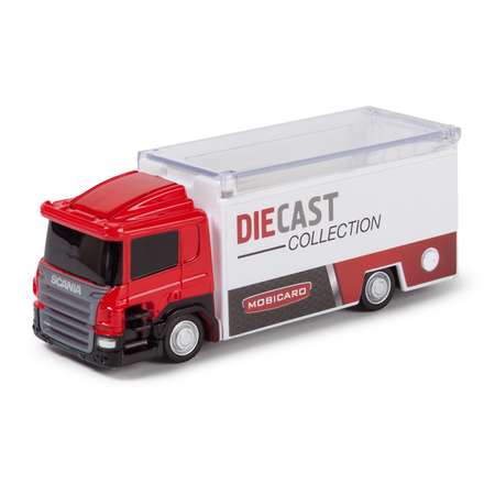 Грузовик Mobicaro Scania с маш.1:64 Audi R8 красн