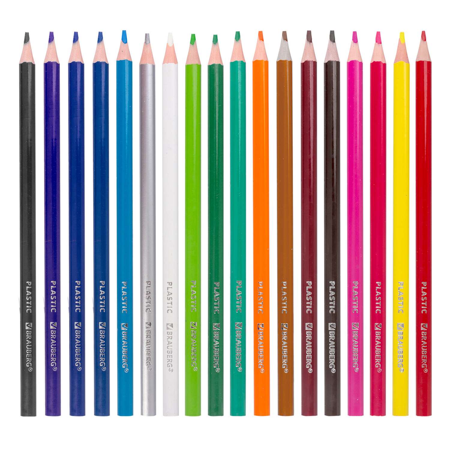 Карандаши цветные Brauberg пластиковые Premium 18 цветов трехгранные грифель мягкий - фото 6