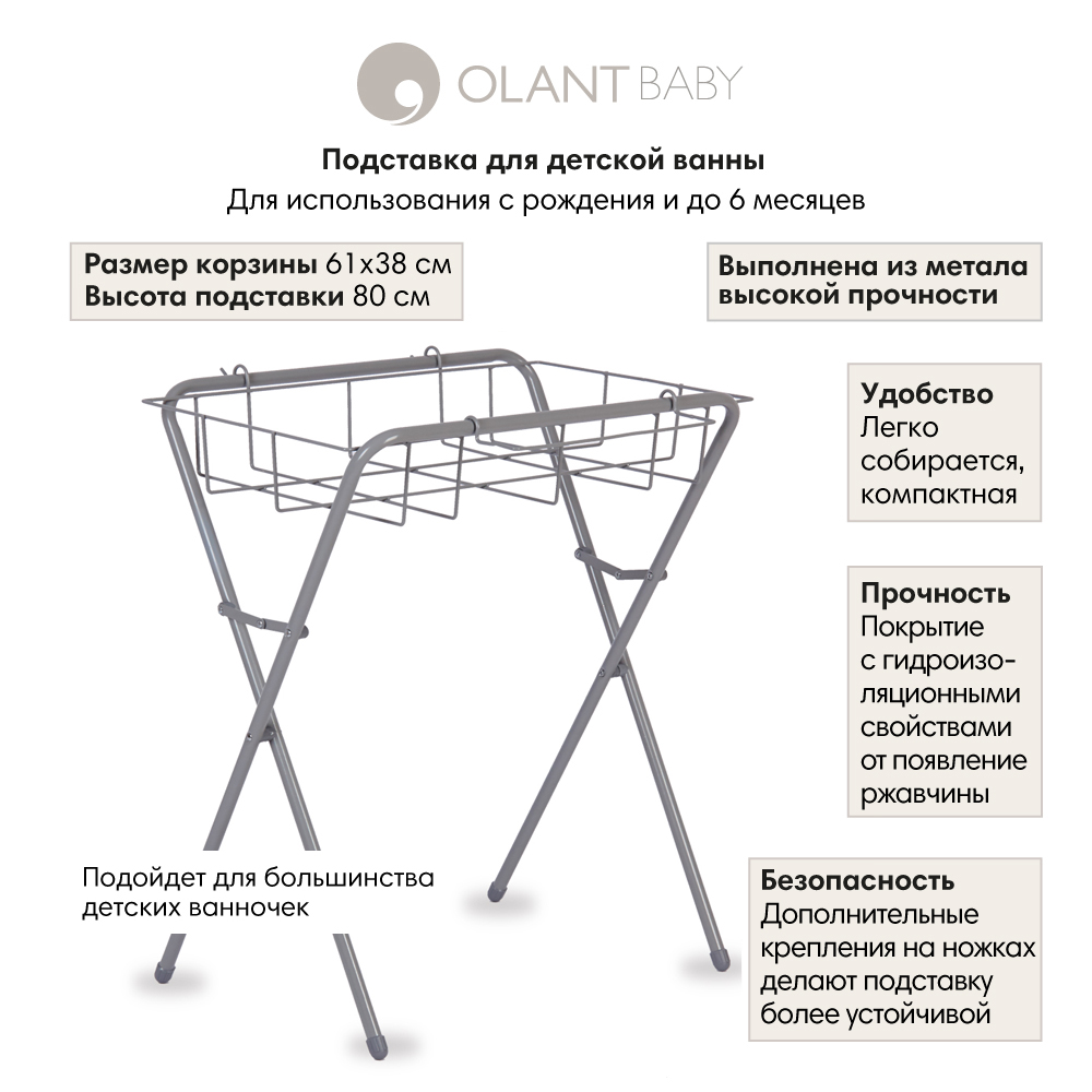 Подставка под ванну OLANT BABY серый - фото 2