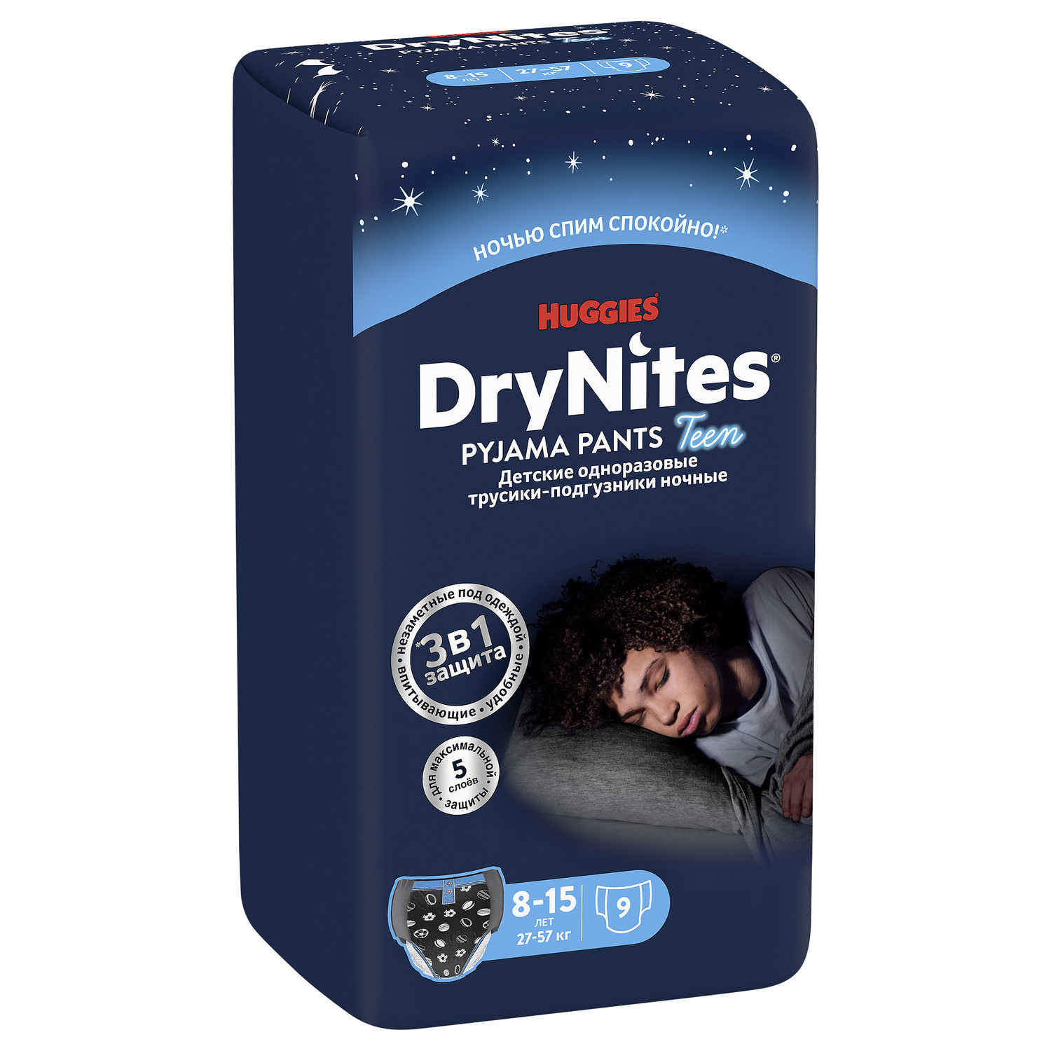 Подгузники-трусики для мальчиков Huggies DryNites 8-15 лет 27-57 кг 9 шт