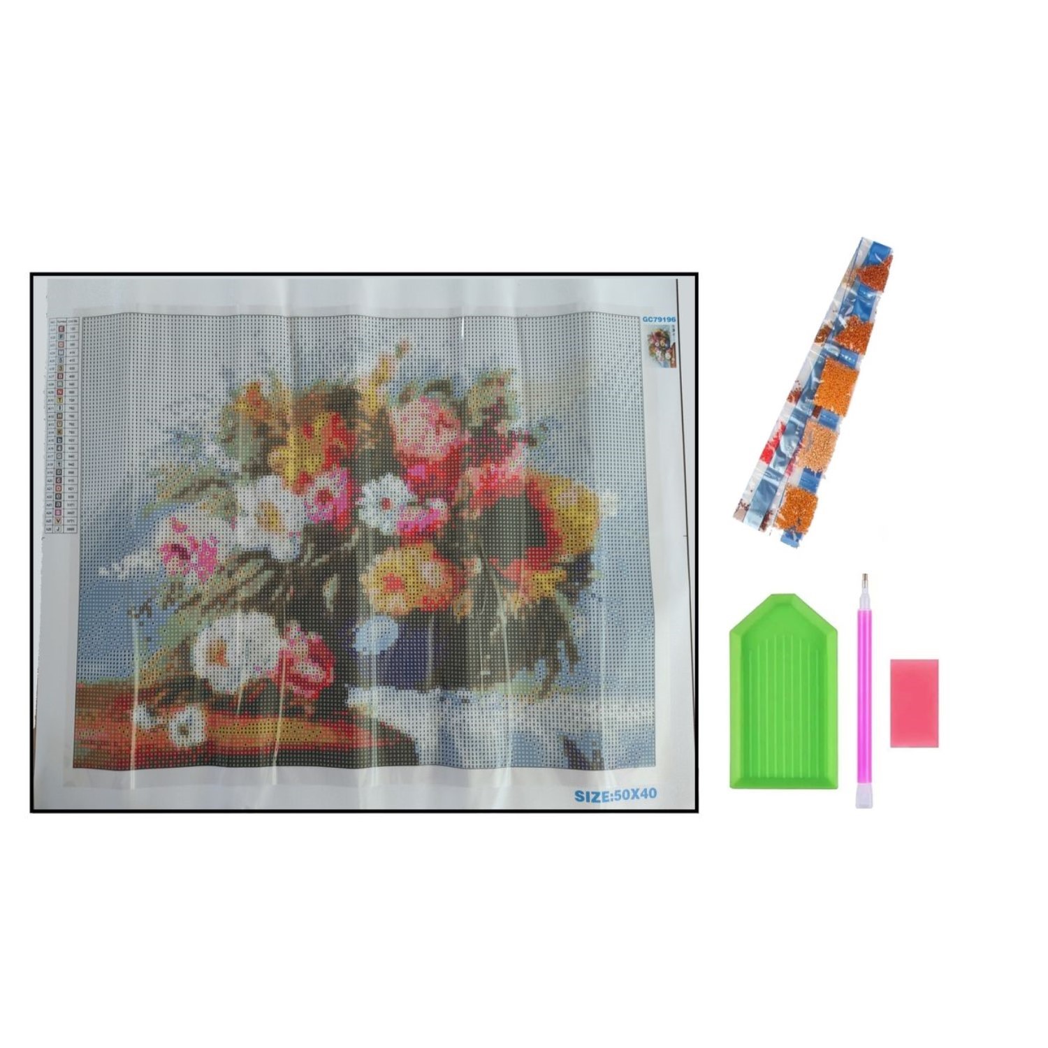 Алмазная мозаика Seichi Натюрморт с полевыми цветами 40х50 см - фото 3