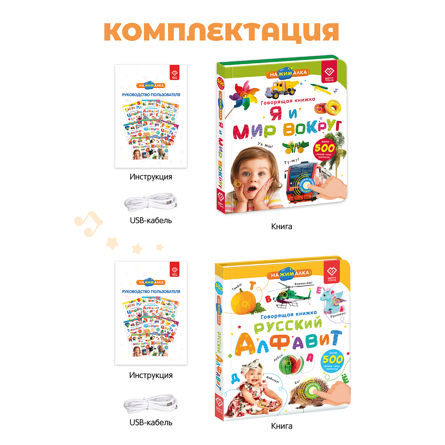 Комплект говорящих книжек BertToys Нажималки: Я и мир вокруг + Русский алфавит - фото 13