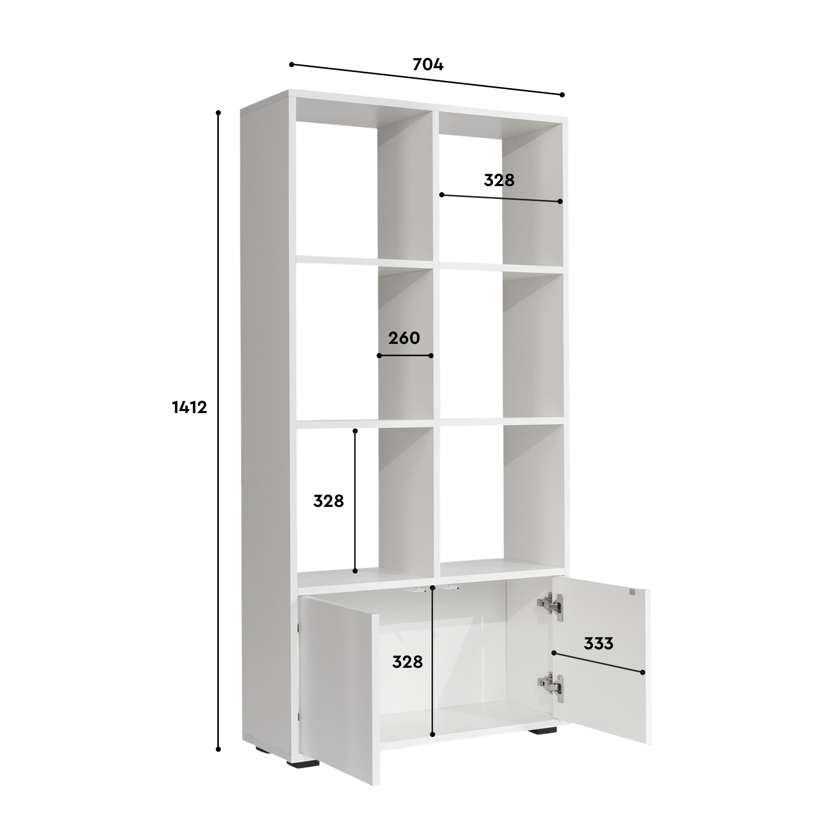 Стеллаж перегородка Comfort Avenue Антонио белый 101 141.2х70.4х26 - фото 8
