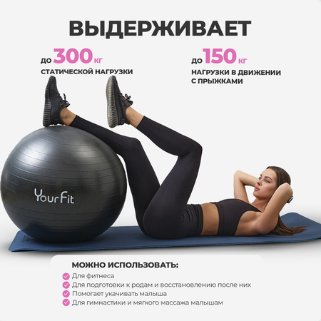 Фитбол YourFit черный 65 см