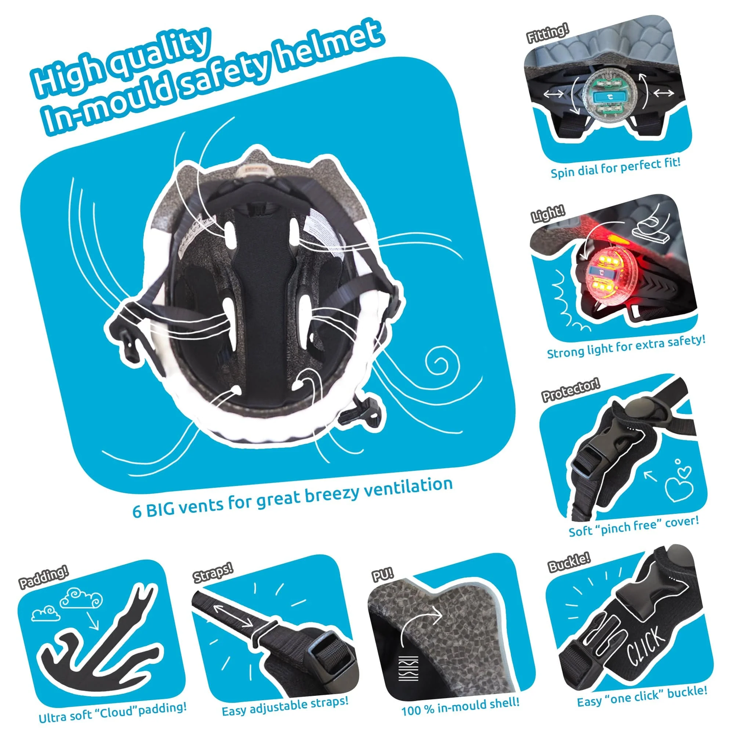 Шлем защитный Crazy Safety Blue Shark с механизмом регулировки размера 49-55 см - фото 4