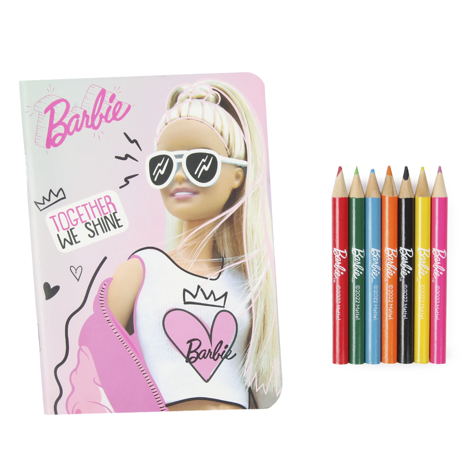 Блокнот Erhaft Barbie +7цветных карандашей DM0910 - фото 1