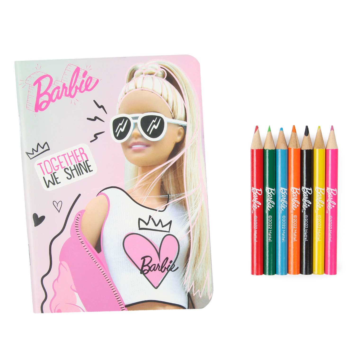 Блокнот Erhaft Barbie +7цветных карандашей DM0910 - фото 1