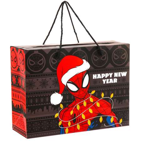 Пакет-коробка MARVEL «Happy New Year»15х40х30 см. Человек Паук