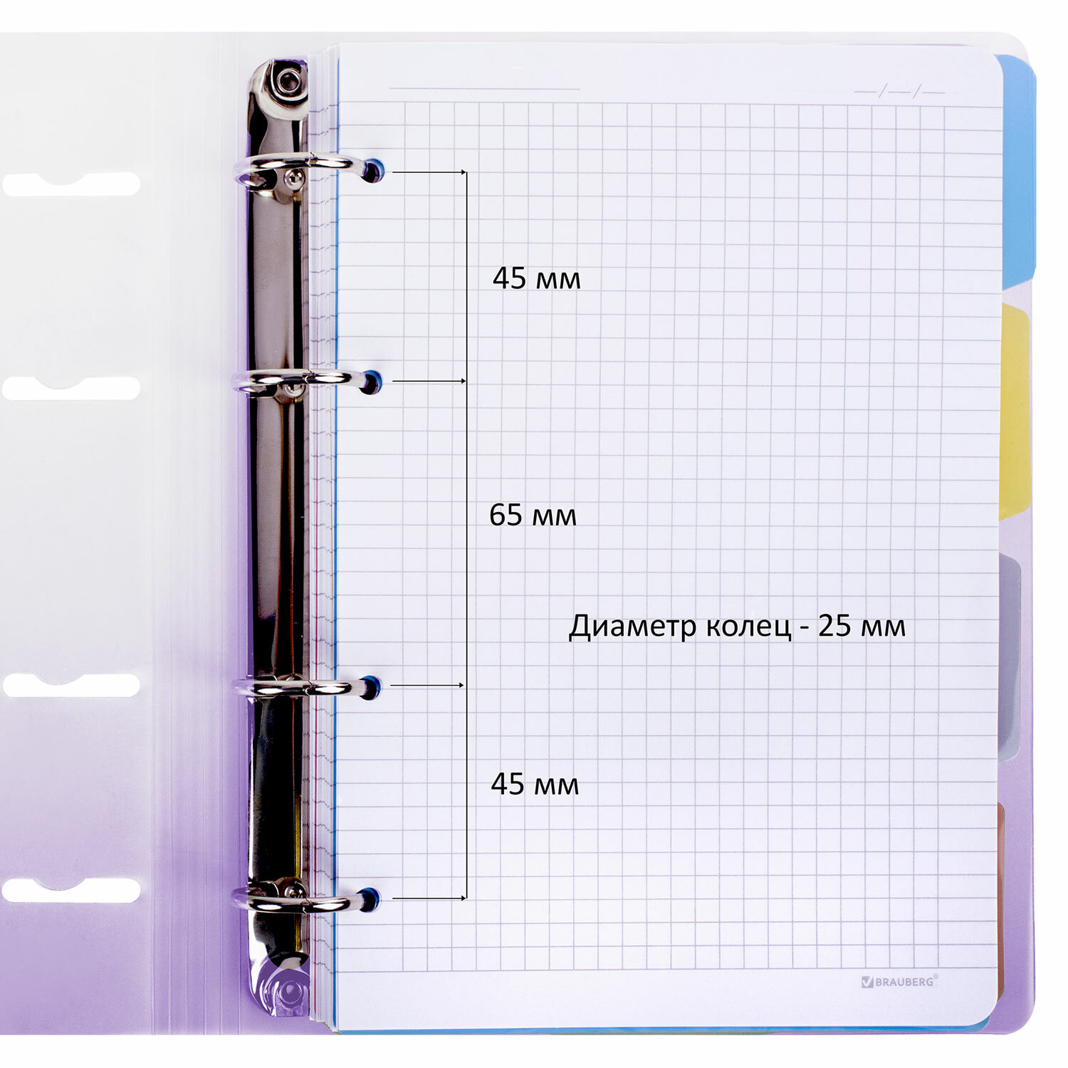 Тетрадь на кольцах Brauberg А5 со сменным блоком 120 листов с разделителями - фото 4