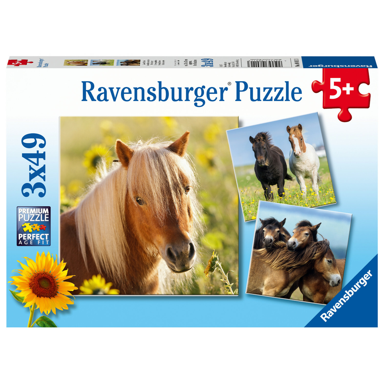 Пазл Ravensburger Пони 49элементов*3шт 08011 - фото 1