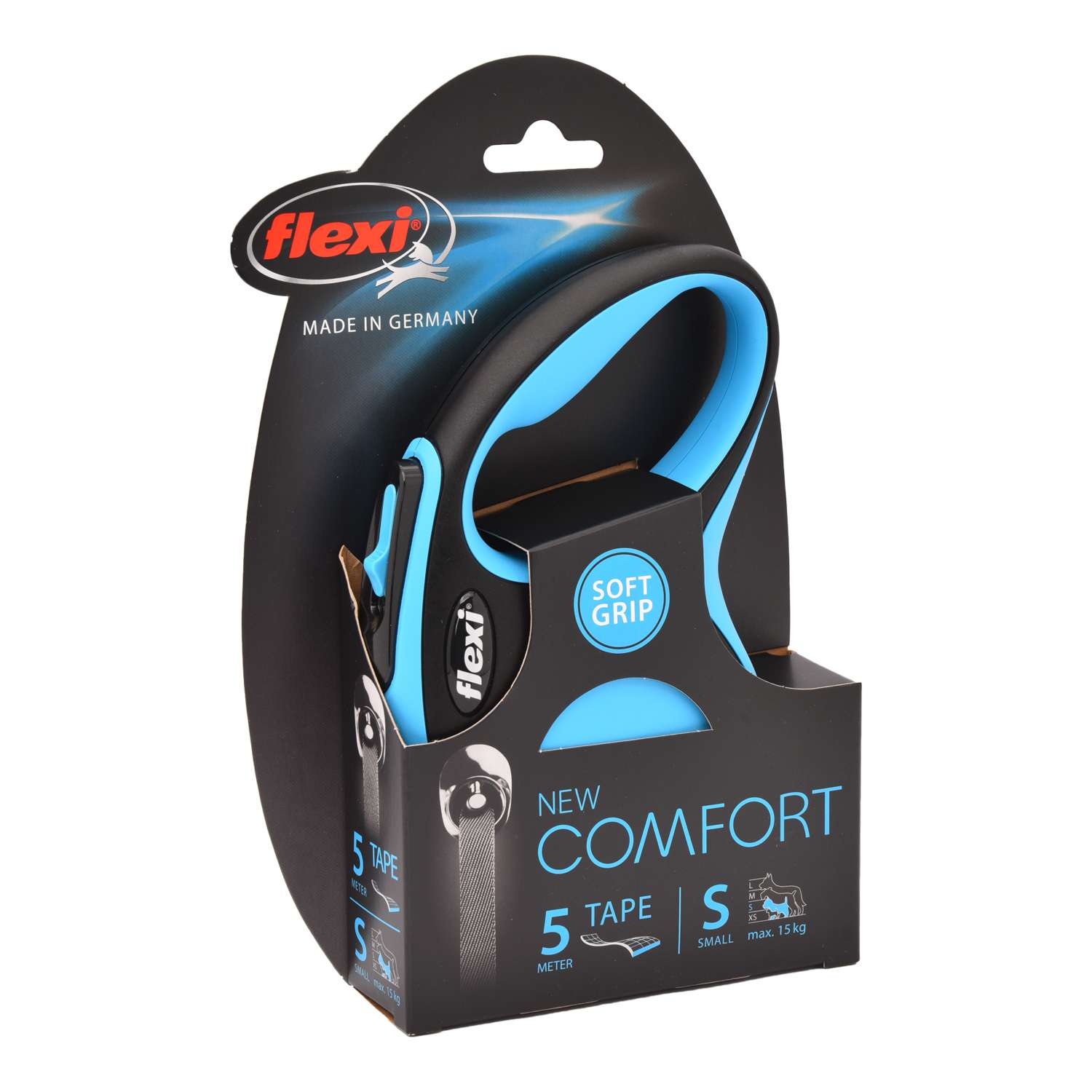 Рулетка Flexi New Comfort S лента 5м до 15кг Черный-Синий - фото 2