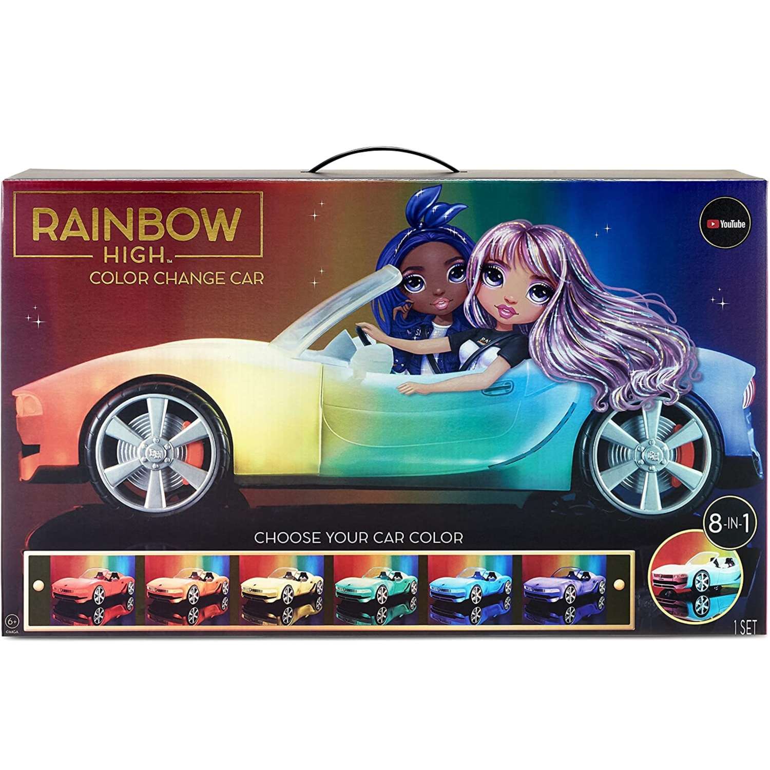 Машина Rainbow High Fashion COLOR CHANGE CAR. Радужный кабриолет для куклы Рейнбоу Хайфешн COLOR CHANGE CAR - фото 1