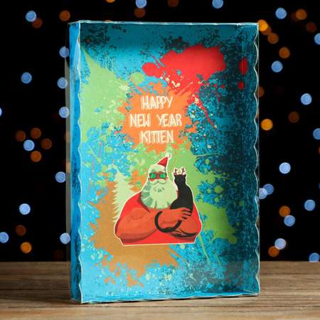 Коробочка Sima-Land для печенья«Брутальный Санта» 22×15×3 см. 1 шт.