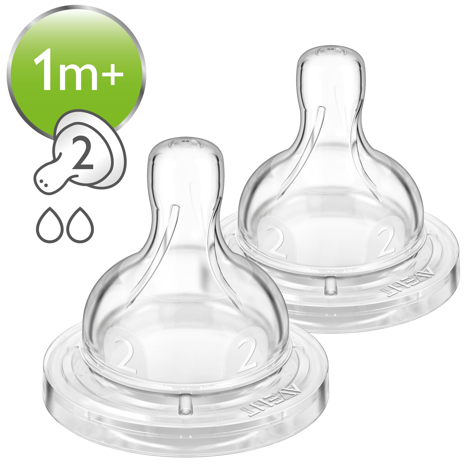 Соска Philips Avent Anti-colic медленный поток с 1месяца 2шт SCF632/27 - фото 1