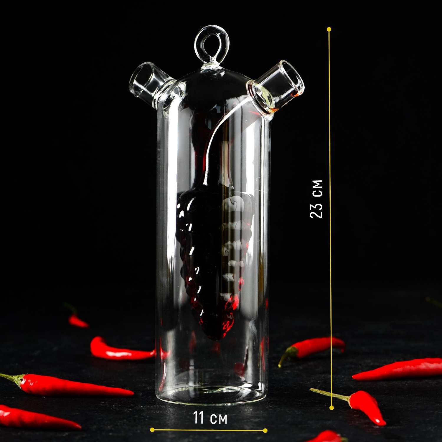 Бутыль Sima-Land стеклянная для соусов и масла 2 в 1 «Фьюжн. Виноград» 300/50 мл 11×6 5×23 см - фото 5