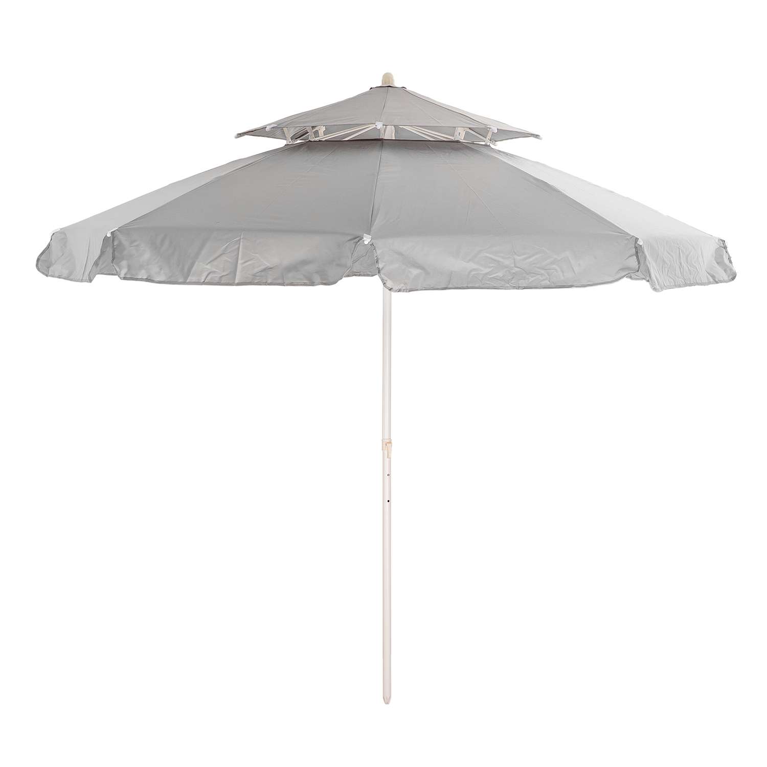 Зонт пляжный BABY STYLE большой от солнца туристический с клапаном 2.15м ткань бахрома серый - фото 1
