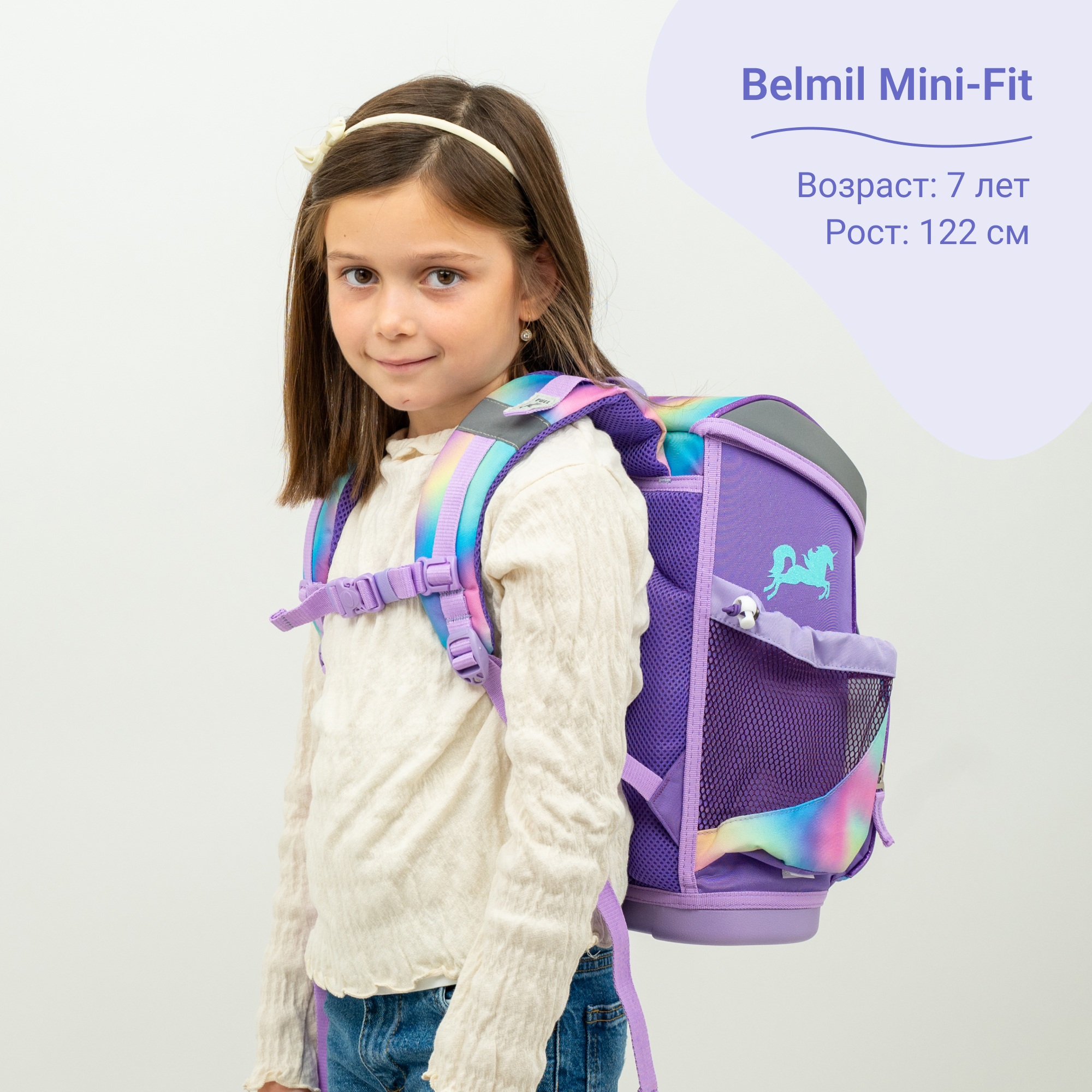 Ранец школьный Belmil Mini-Fit Радуга Голубой BEL-FIT-405-33-P09 - фото 2