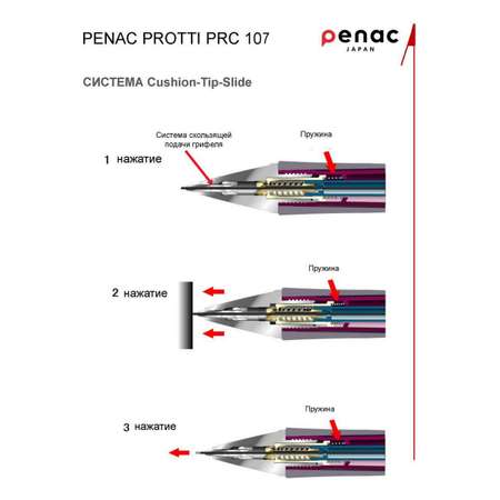 Карандаш механический PENAC Protti PRC 107 0.7мм HB корпус черный/голубой MP010720-GC7