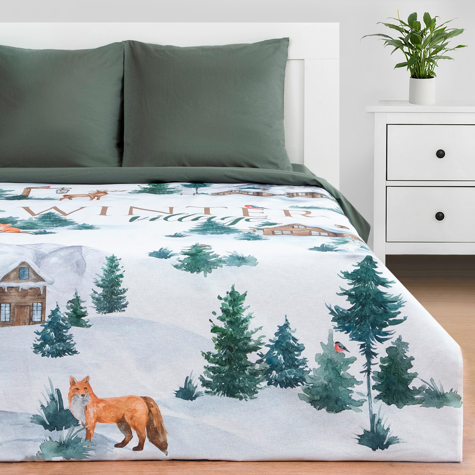 Комплект постельного белья Этель 1.5 сп Winter villageбязь 125гр/м2 - фото 2