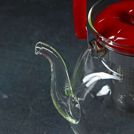 Чайник Sima-Land стеклянный заварочный с металлическим ситом «Цветочная фантазия» 1 4 л