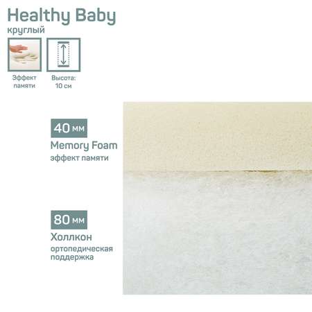 Матрас AmaroBaby с эффектом памяти Healthy Baby круглый 750х750х120