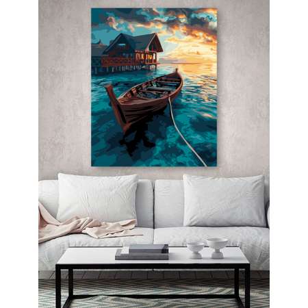 Картина по номерам Hobby Paint холст на деревянном подрамнике 40х50 см Лодка на рассвете