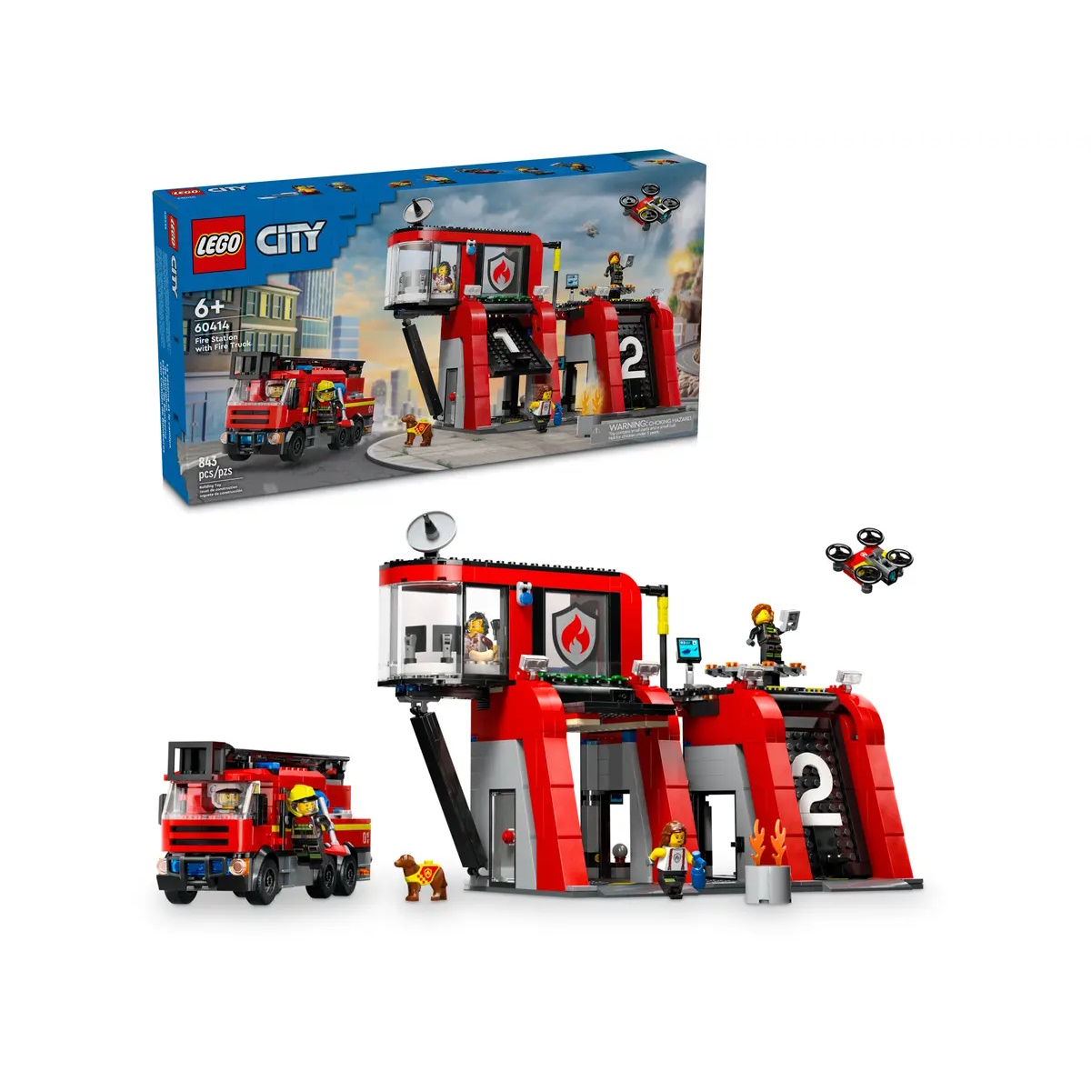 Конструктор LEGO City Пожарная часть с пожарной машиной 60414 купить по  цене 8099 ₽ в интернет-магазине Детский мир