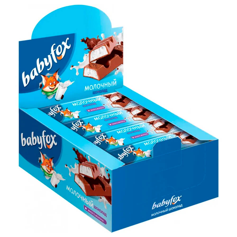 Шоколадный батончик BabyFox с молочной начинкой 30 шт в упаковке - фото 1